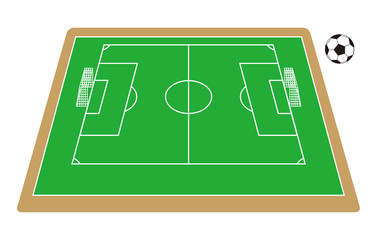 サッカー場とサッカーボール ベクターイラスト Wall Mural みやもとかずみ