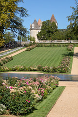 the garden of Chateau des Milandes, a castle  in the Dordogne, from the forties to the sixties of...