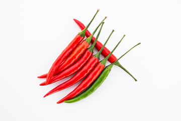 Red chilli isolated on a white background.