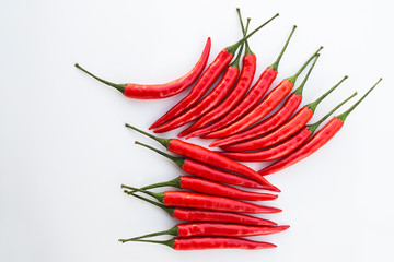 Red chilli isolated on a white background.