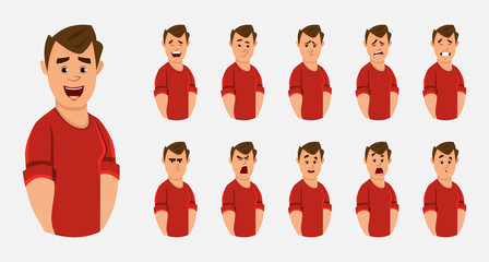 young office worker character with different facial expression or emotion for your design, motion or animation.