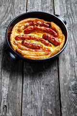 Toad in the hole, english cuisine, top view