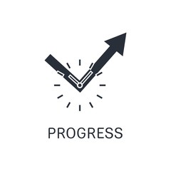 Growth arrow, hours. A jump in development over a period of time. Vector icon on a white background.