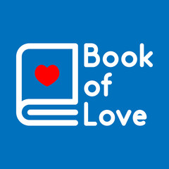 simple book logo with a red heart sign in the middle indicates that this is a book about love for company logos and symbol