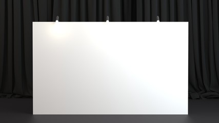 3d rendered backdrop on black curtains background
