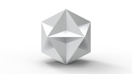 3d rendering of a polyhedron model isolated in a studio background