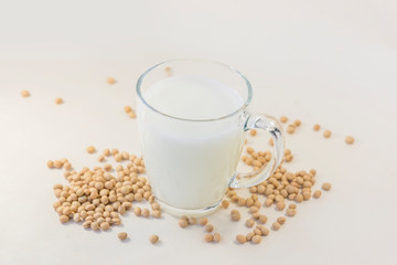 Fototapeta na wymiar Soy and soy milk on a white background.