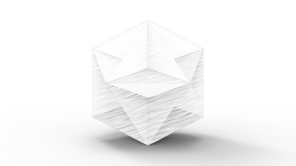 3d rendering of a polyhedron model isolated in a studio background