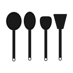 set of silhouettes of kitchen utensils isolated on white