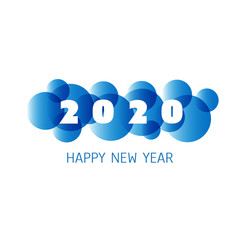 Simple Blue and White New Year Card, Cover or Background Design Template - 2020