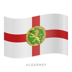 Alderney waving flag vector icon. Vector illustration isolated on white.