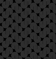 Twisted striped lines vector seamless pattern. Dark gray neutral tileable background.