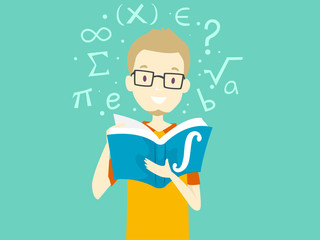 Teen Guy Calculus Book Study Illustration