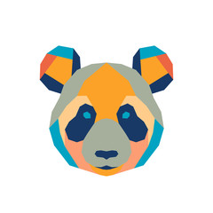 Geometric polygonal panda. Abstract colorful animal head. Vector illustration.	
