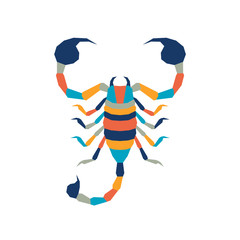 Geometric polygonal scorpion. Abstract colorful animal. Vector illustration.	