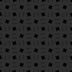 Twisted striped lines vector seamless pattern. Dark gray neutral tileable background. - 311858655