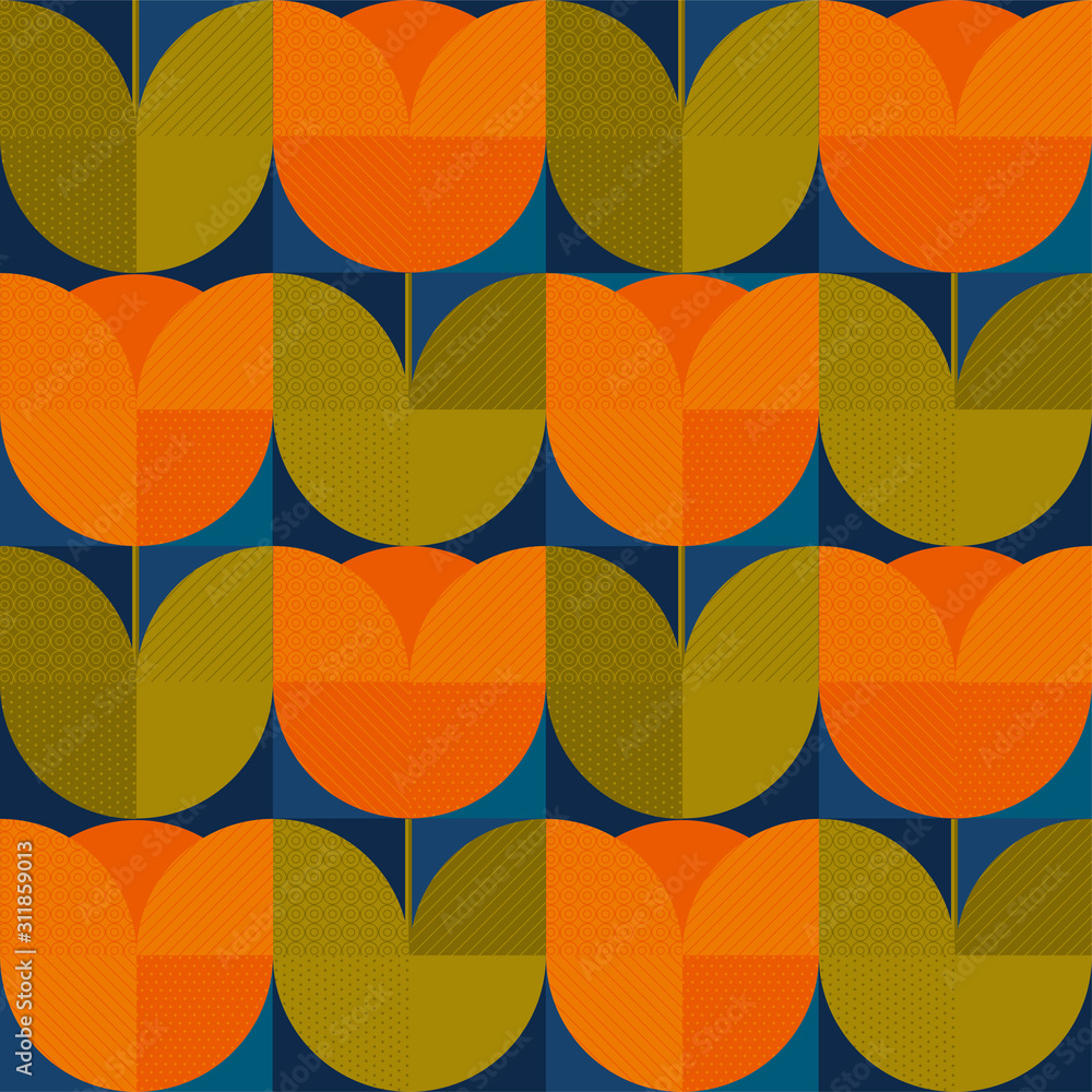 Wall mural Abstract orange color geometric spring tulip