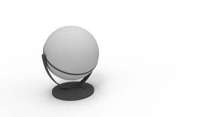 3d rendering of a dome sphere on a holder isolated in white background