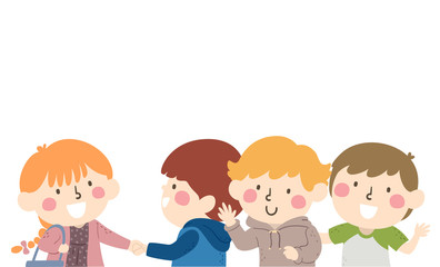 Kids Shake Hands Meet Friend Illustration