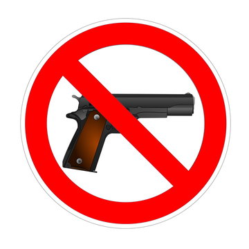 Warning banner no guns, not allowed weapons red prohibition sign