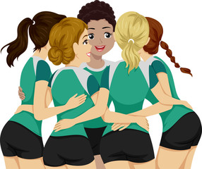 Teens Girls Sports Club Volleyball Illustration