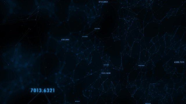Abstract computer network with numbers animation. Conceptual digital technology copy space background.