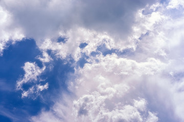 Transparent blue sky with clouds. Nature background.