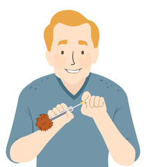 Man Prepare Tranquilizer Dart Illustration