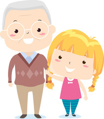 Senior Man Kid Girl Adjective Old Illustration