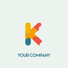 Initial letter K logo vector design template. Initial K minimalist logo template vector Paper cut style.