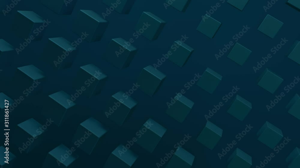 Poster abstract background with moving cubes. geometric composition with abstract wavy effect. motion desig