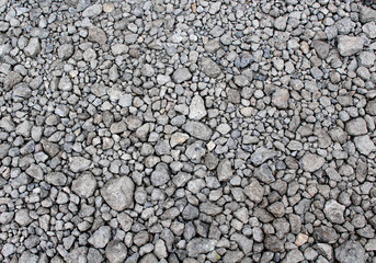 Gray stone gravel texture. Top view.