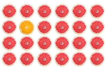 Isolated citrus slices on white background