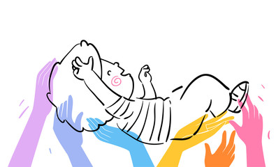 Kid Boy Crowd Surf Illustration