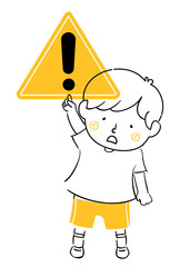 Kid Boy Safety Symbol Caution Illustration