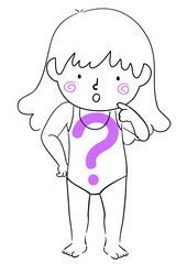 Kid Girl Question Mark Body Illustration