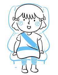 Kid Girl Safety Seat Belt Illustration