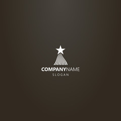 white logo on a black background. simple vector flat art logo of a flying up five-pointed star