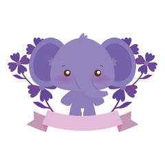 Cute elephant cartoon with flowers vector design