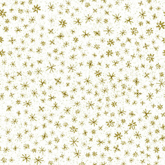 Hand Drawn green Snowflakes Christmas Seamless Pat