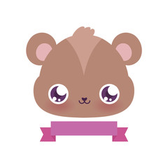 Cute bear cartoon with ribbon vector design
