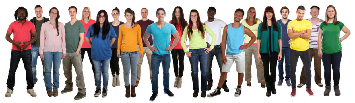 Multicultural group of young people smiling happy multi ethnic full body standing