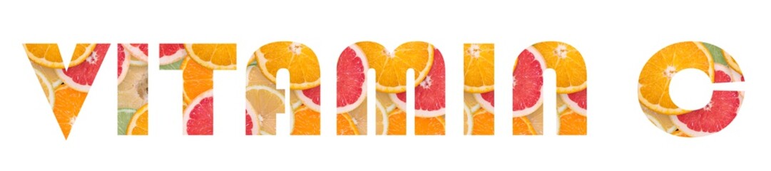 Obraz na płótnie Canvas Vitamin c written from citrus