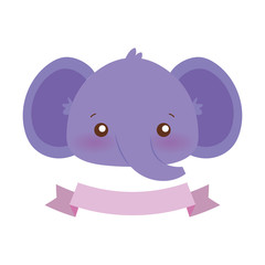 Cute elephant cartoon with ribbon vector design