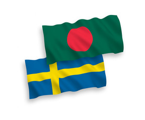Flags of Sweden and Bangladesh on a white background