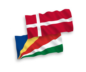 Flags of Denmark and Seychelles on a white background