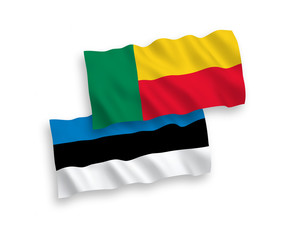 Flags of Latvia and Benin on a white background