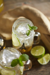 Organic fresh italian soda with green mint..