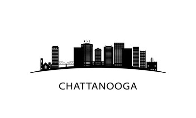Fototapeta premium Chattanooga city skyline. Black cityscape isolated on white background. Vector banner.