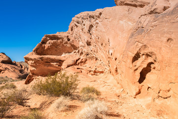 Fototapeta premium The unique red sandstone rock formations in Valley of Fire State park, Nevada, USA